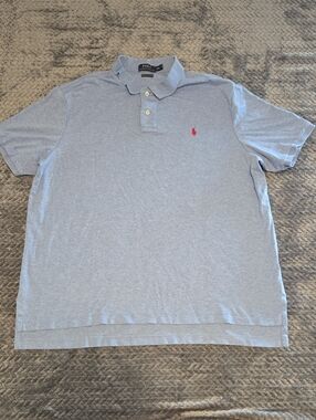 Polo by Ralph Lauren Heather Light Blue Polo with Red Pony XXL